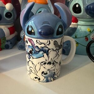 Disney Stitch Blue Ceramic Mug with Lid - Character Drinkware